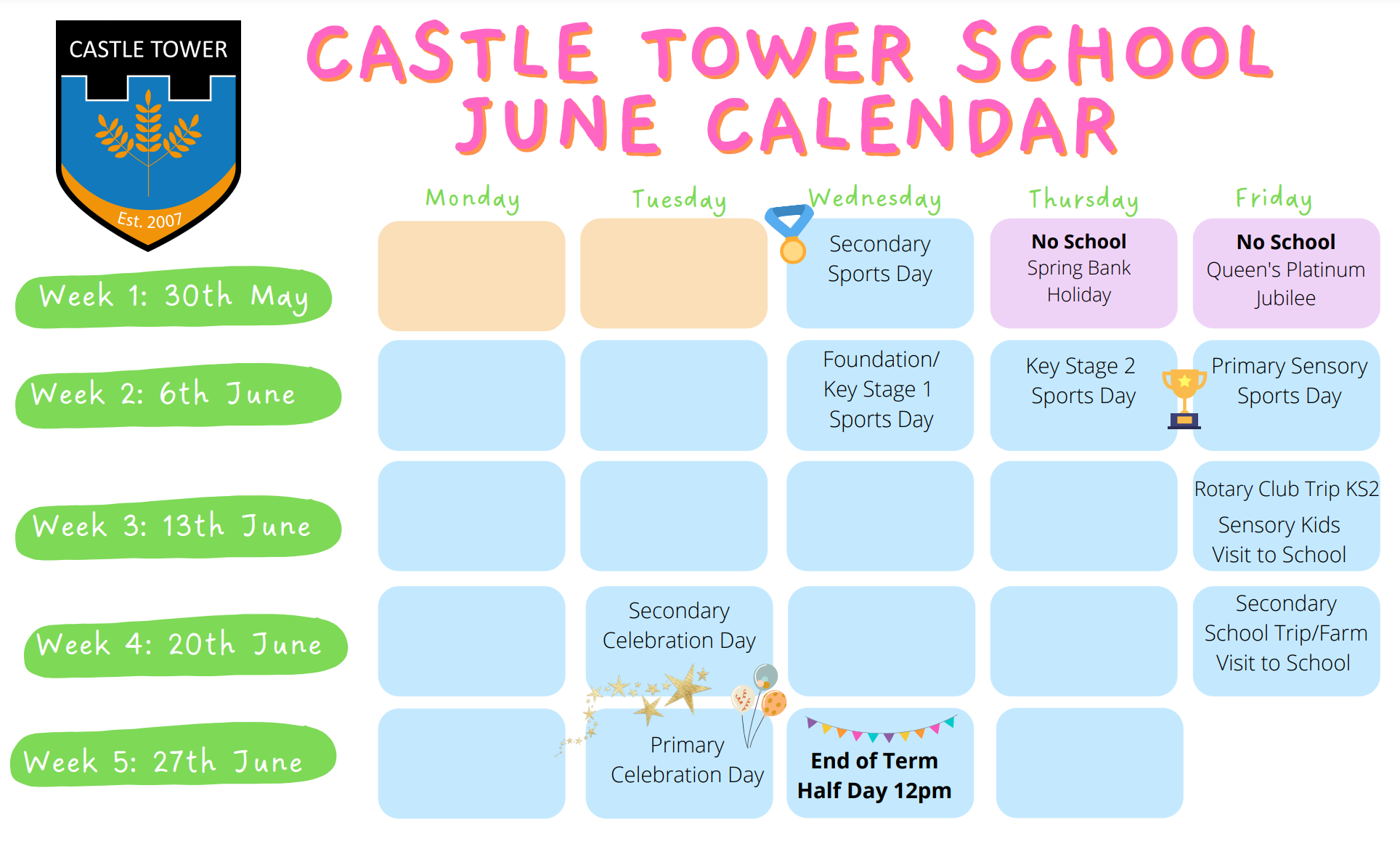 June Events Calendar - Castle Tower